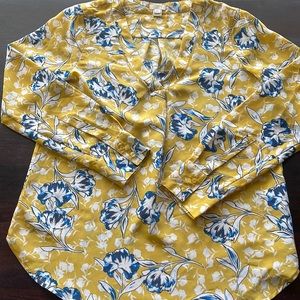 Womens J Crew summer top XS 0-2 yellow floral